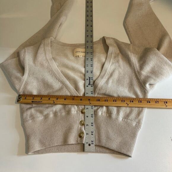 Loulou Studio Cardigan Womens M Medium Beige Batiki Cashmere Cropped Button Up - Picture 8 of 15